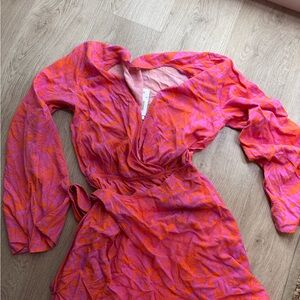 L*Space Pink and Orange Long Sleeve Dress